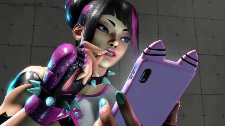 Juri looking at her phone