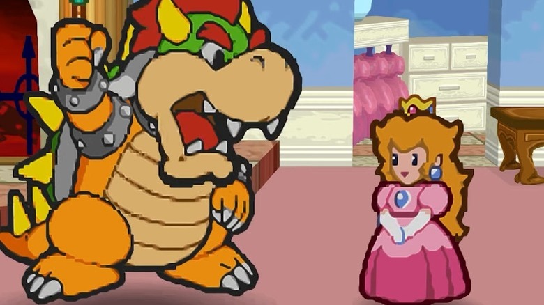 Paper Peach talking to Bowser