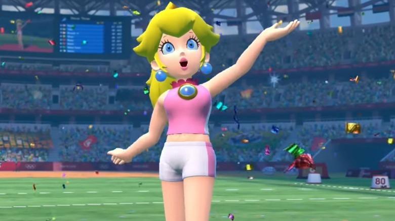 Peach standing on field