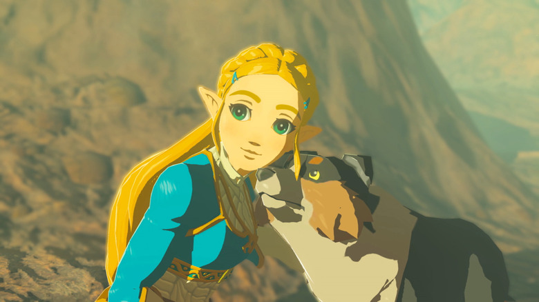 Princess Zelda petting dog