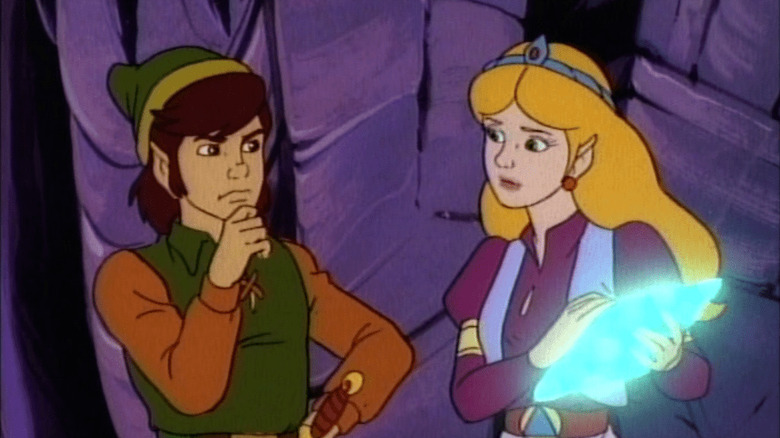 cartoon Zelda talking to Link