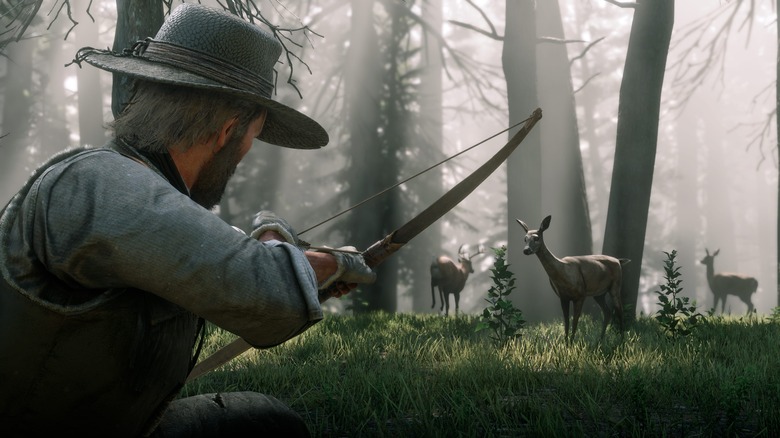 RDR2 Arthur Morgan hunting Deer