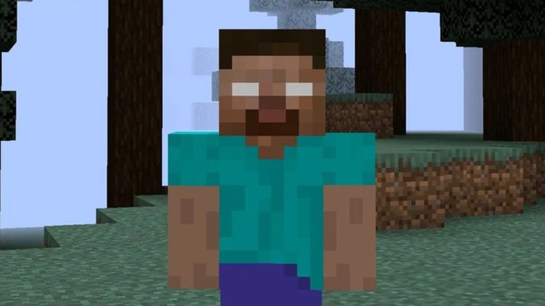 Herobrine standing in woods