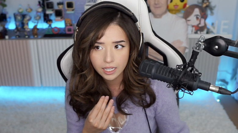 Pokimane looks to the side