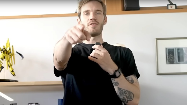 PewDiePie pointing at camera