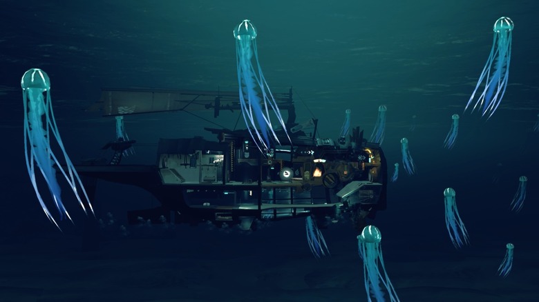 ship underwater jellyfish