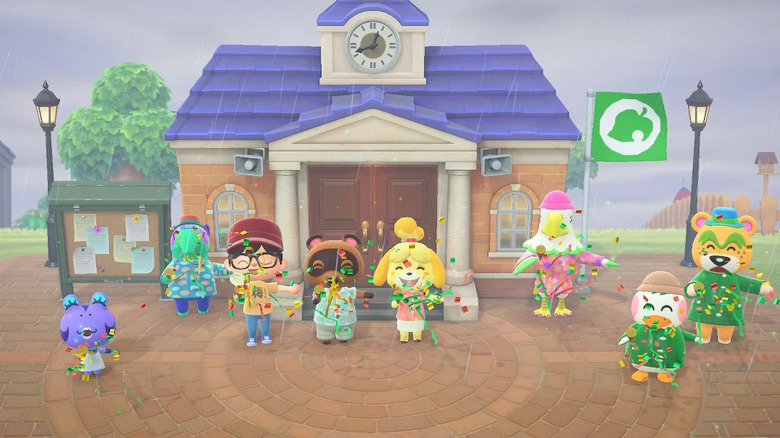 Animal Crossing New Horizons party at town hall