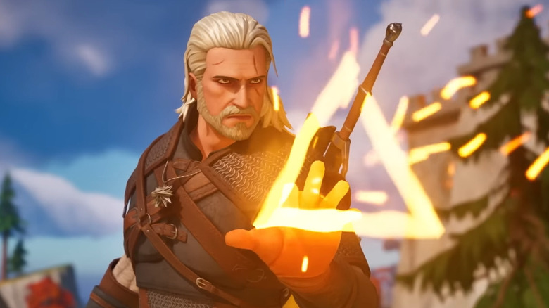 The Geralt of Rivia skin as it appears in "Fortnite"