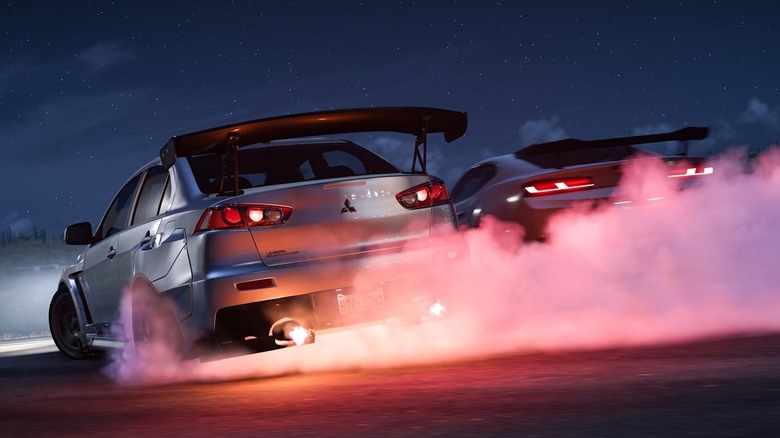 Two cars racing in Forza Horizon 5