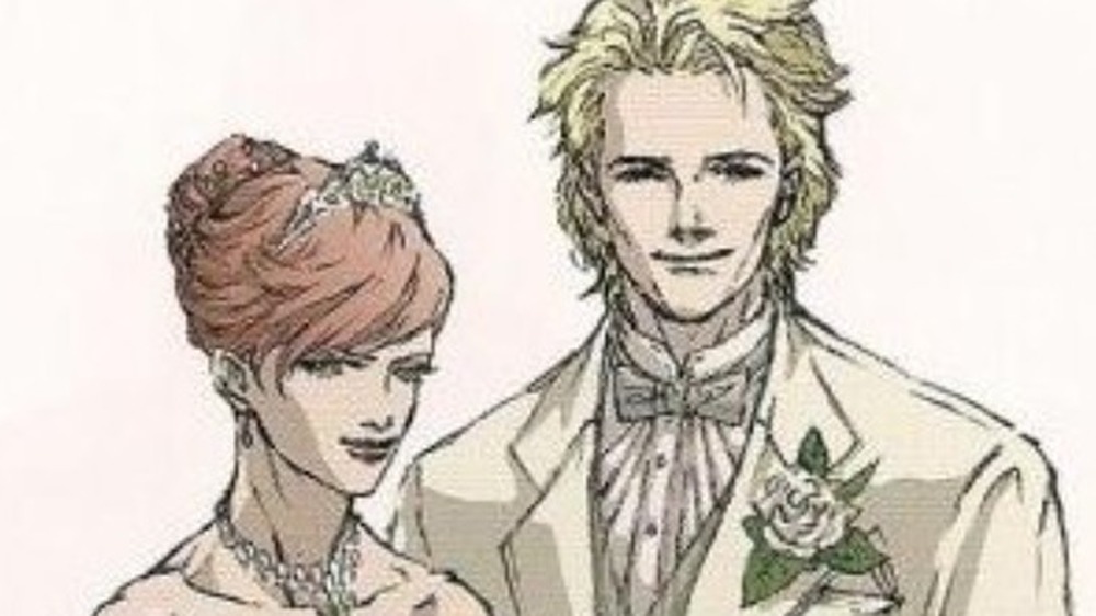 Meryl and Johnny in wedding clothes