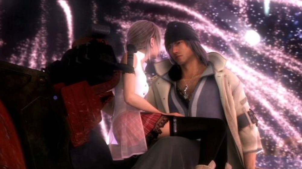 Serah and Snow in fireworks