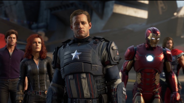 The Avengers standing in a line