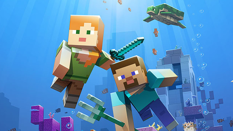 Minecraft Steve and Alex Underwater