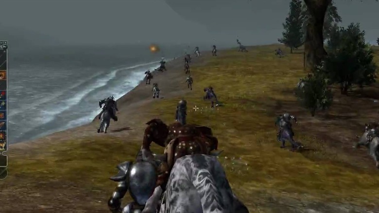 Darkfall session with many players riding horses