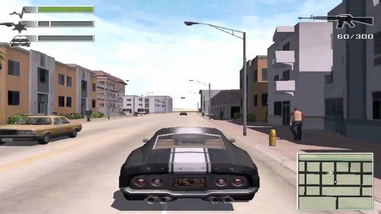 Driver 3 in car screenshot with UI and minimap