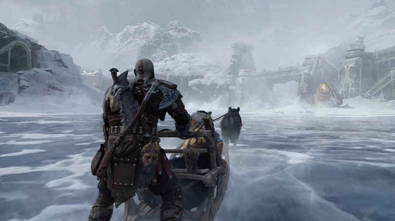 Kratos riding sled