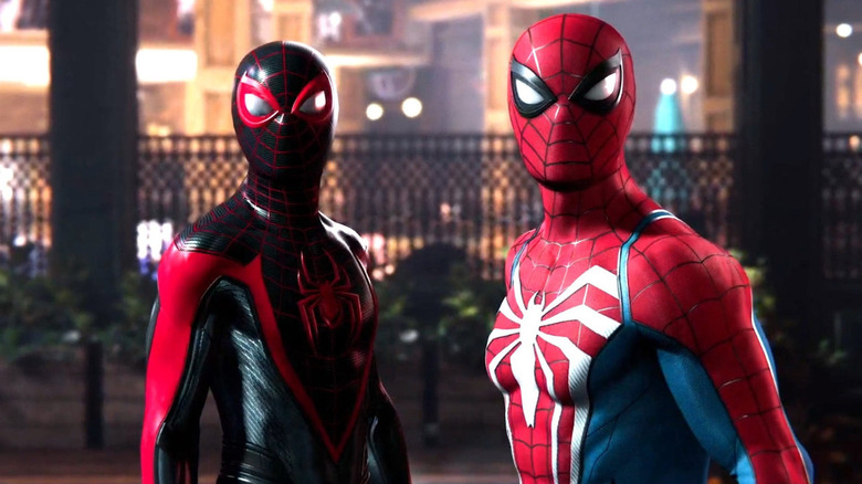 Peter and Miles stand together