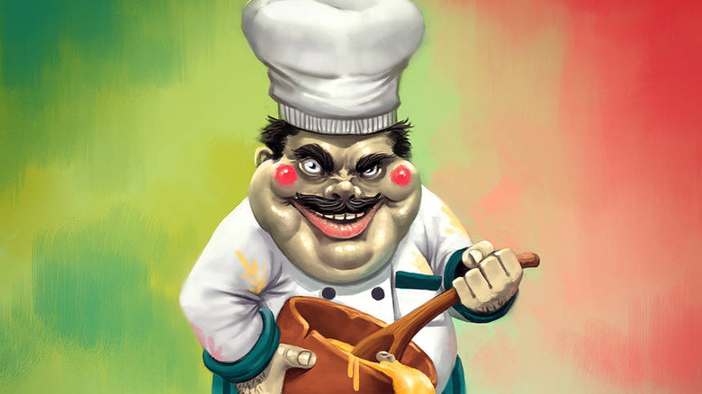 A frightening cartoon chef