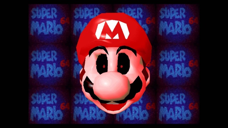 A frightening version of Mario's face looks out