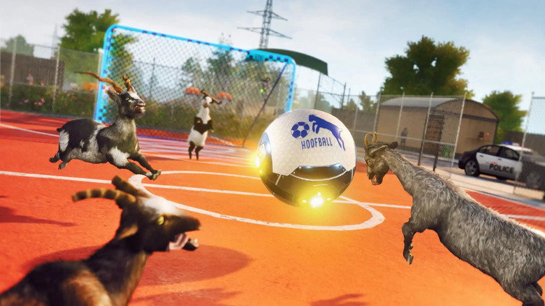 Goat Simulator 3, goats playing soccer