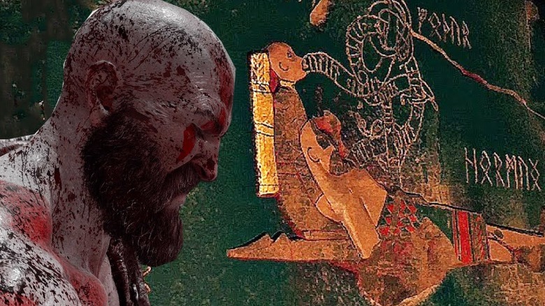 Kratos seeing mural of his death