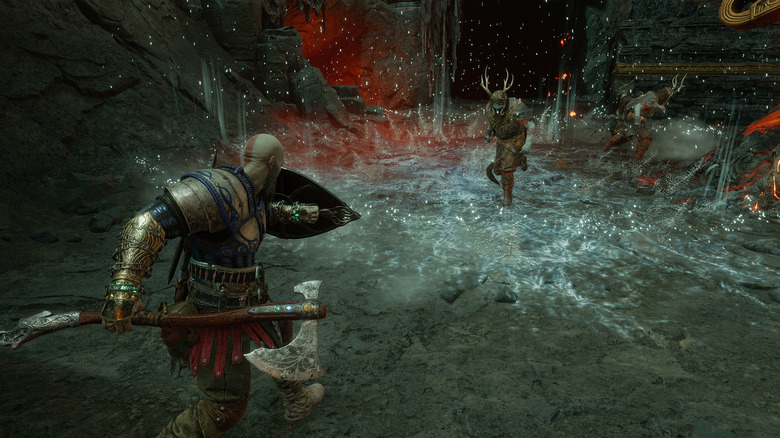 Kratos using Runic Attacks on enemies