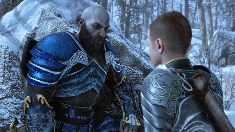 God of War Ragnarok Kratos and Atreus talking