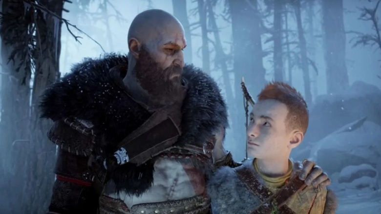 Kratos and Atreus side hug