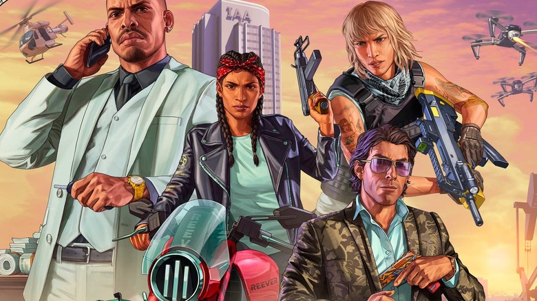 GTA characters with phones and guns