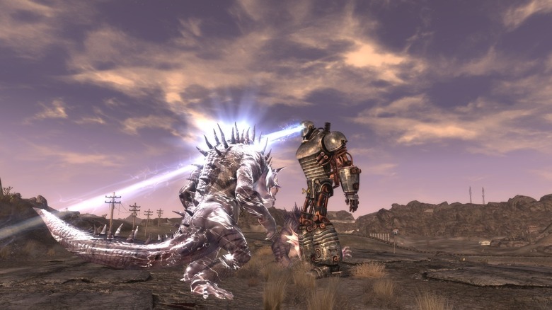 Fallout New Vegas Gojira fighting Liberty Prime