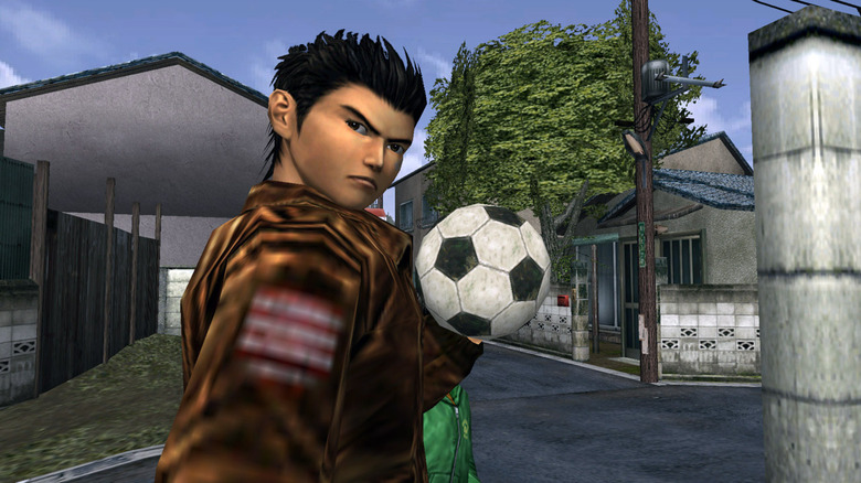 Shenmue 1 Ryo holding soccer ball