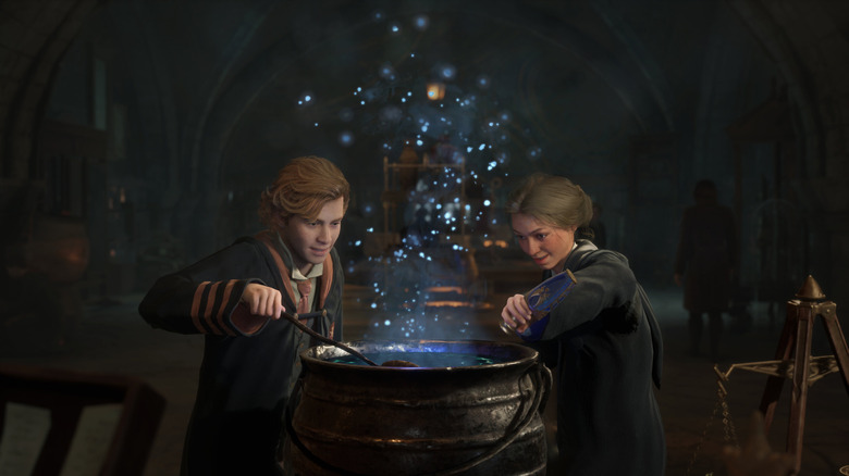 Hogwarts Legacy students brewing potion