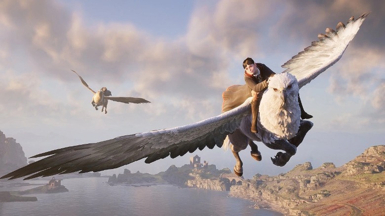 Wizard riding hippogriff