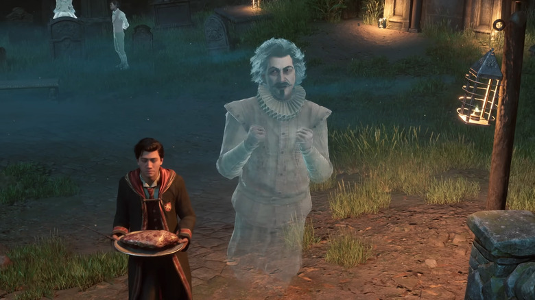 "Hogwarts Legacy" Player outside with Nearly Headless Nick