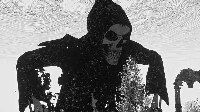 grim reaper with skeleton face