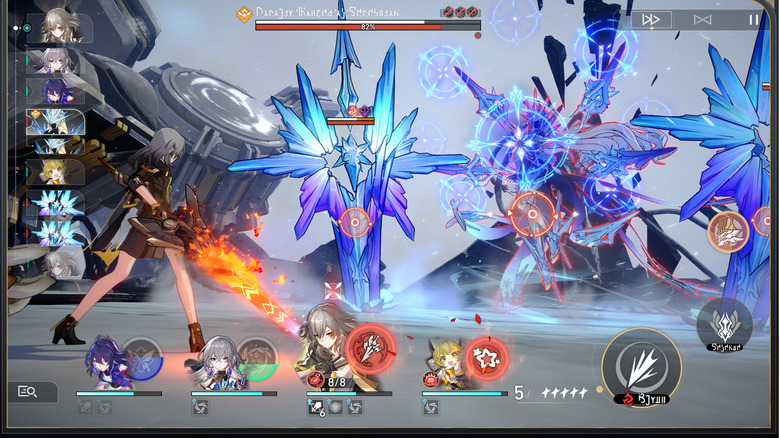 Honkai characters battling monsters