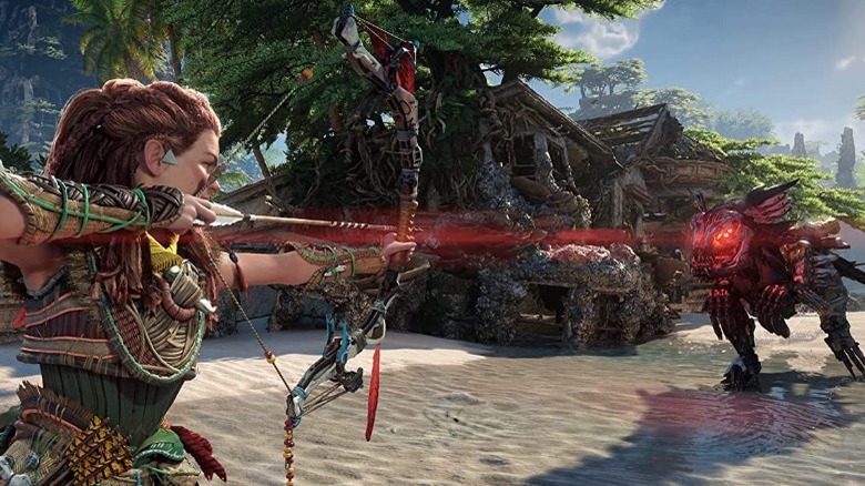 Aloy aiming at machine