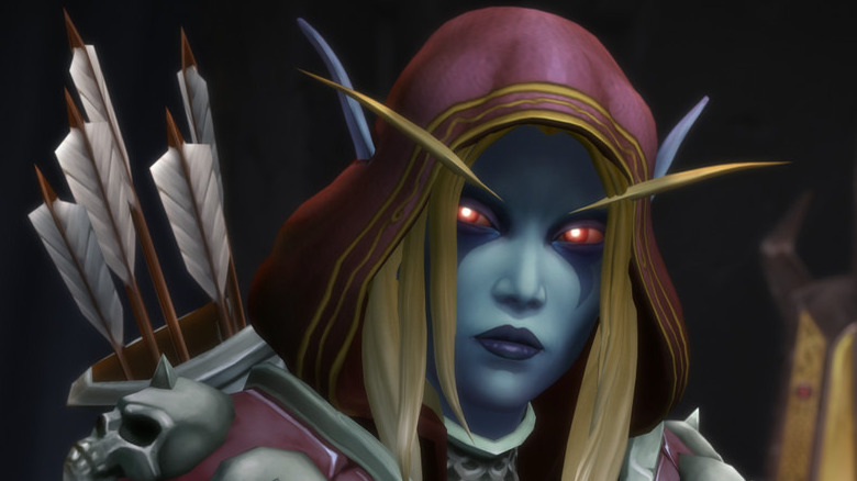 World of Warcraft Elf Warrior Glaring