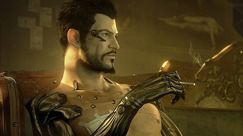 Adam Jensen smoking