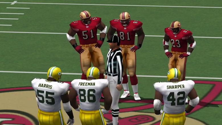 NFL 2K1 players in coin toss