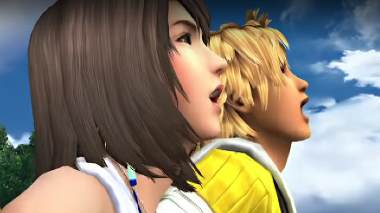 Yuna and Tidus laughing in Final Fantasy X