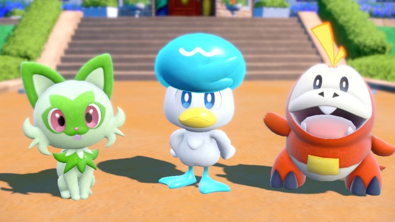 Three starter pokemon in Scarlet and Violet