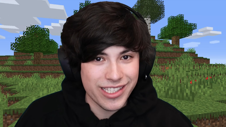 GeorgeNotFound in front of Minecraft background