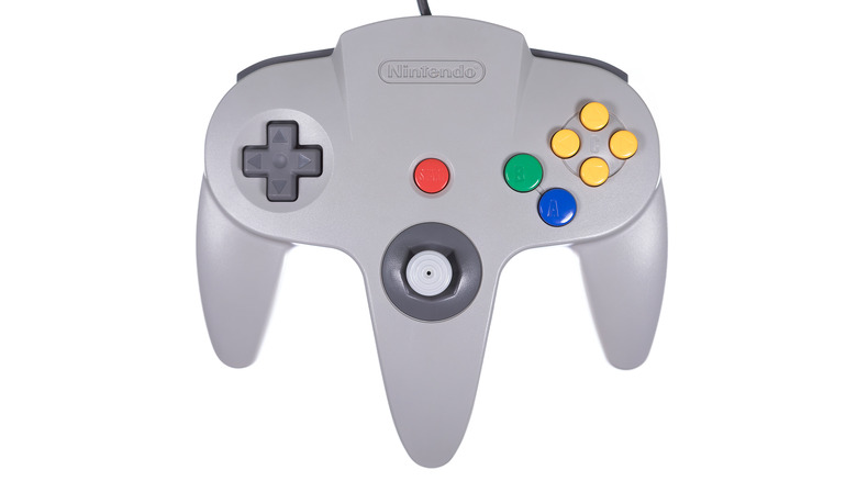 gray Nintendo 64 controller