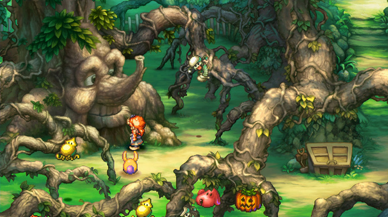 Legend of Mana Remaster Screenshot Unnamed Hero Talking to Tree