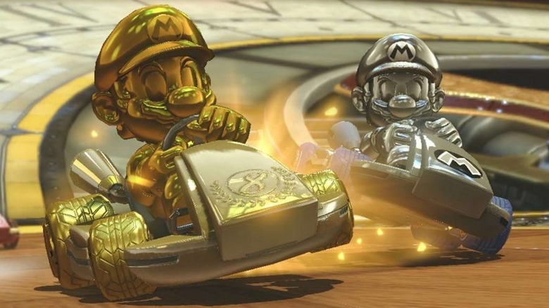 Gold Mario and kart in Mario Kart 8 Deluxe
