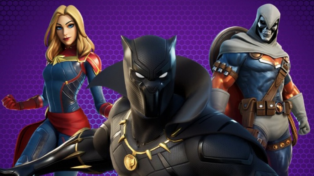 Captain Marvel, Black Panther, and Task Master face the camera