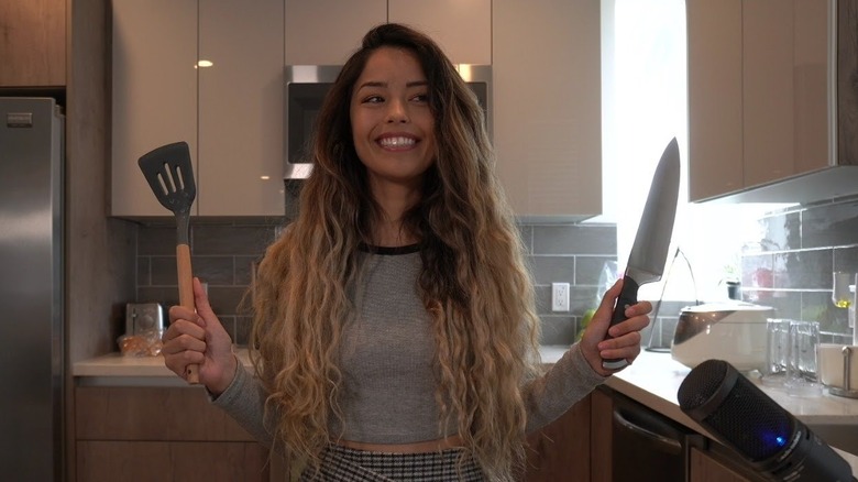 Valkyrae in cooking stream