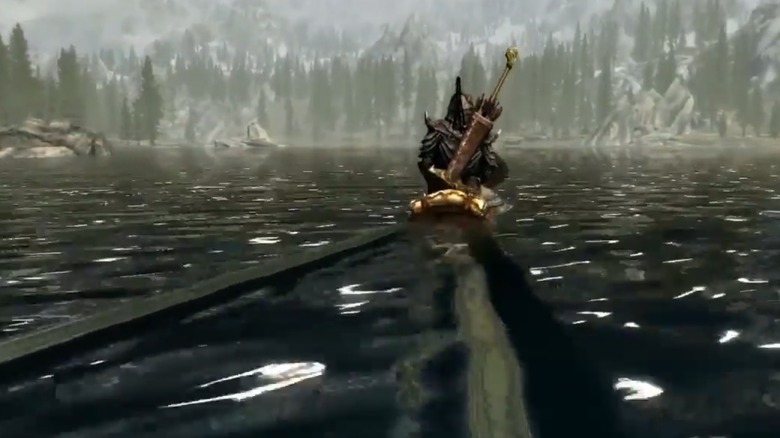 Skyrim horse running on water