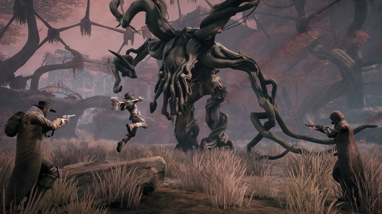 Players facing off against the Ent boss in "Remnant: From the Ashes"